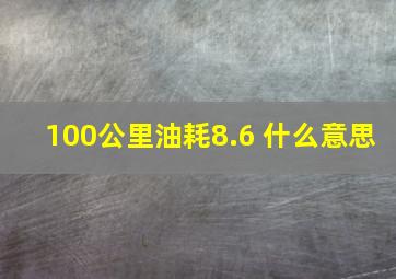 100公里油耗8.6 什么意思